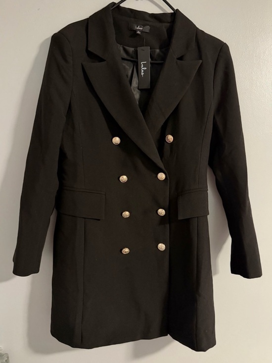 Lulus Dresses & Skirts - Lulu's Black Double-Breasted Pearl-Button Blazer Dress